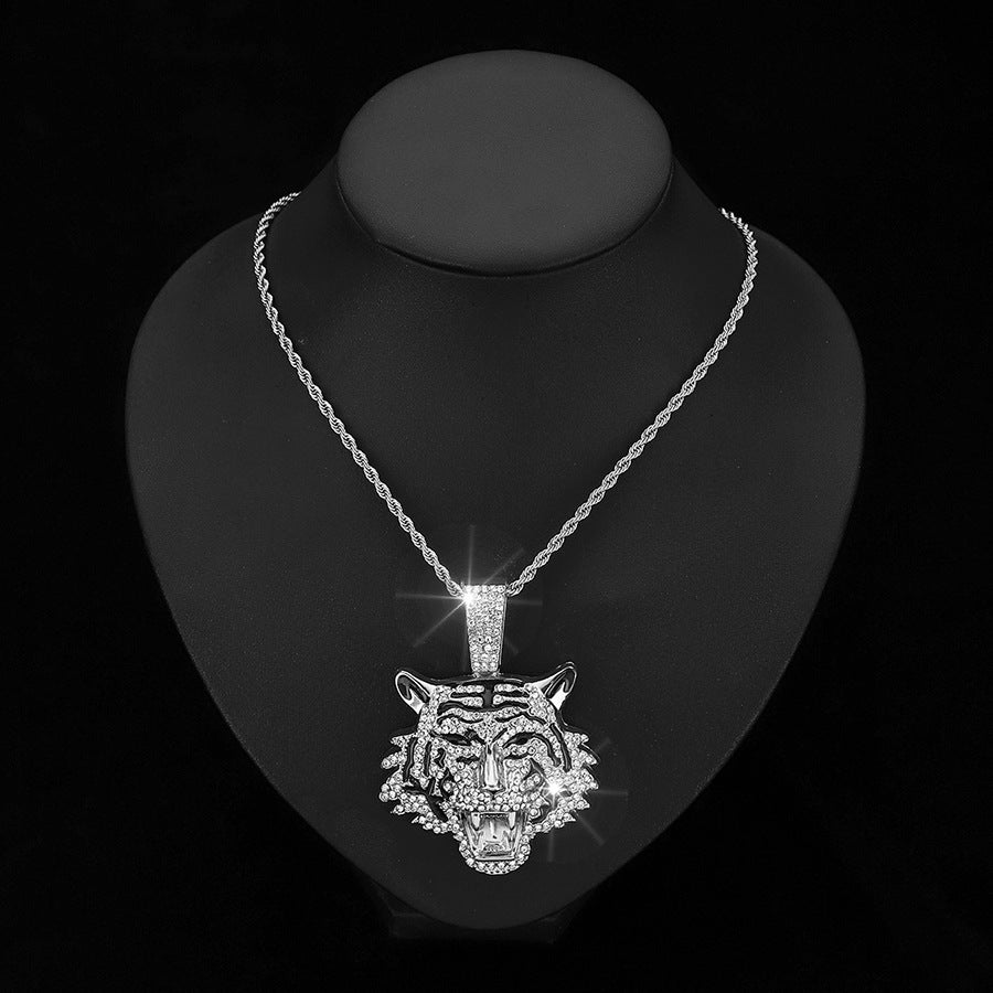 Wholesale 3D Diamond Tiger Pendant Hip-hop Men's Cuban Necklace