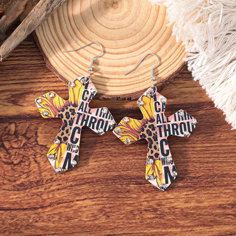 Wholesale Western-style double cross earrings