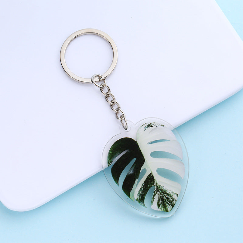 Wholesale 50PCS Creative Simulated Leaf Acrylic Keychain