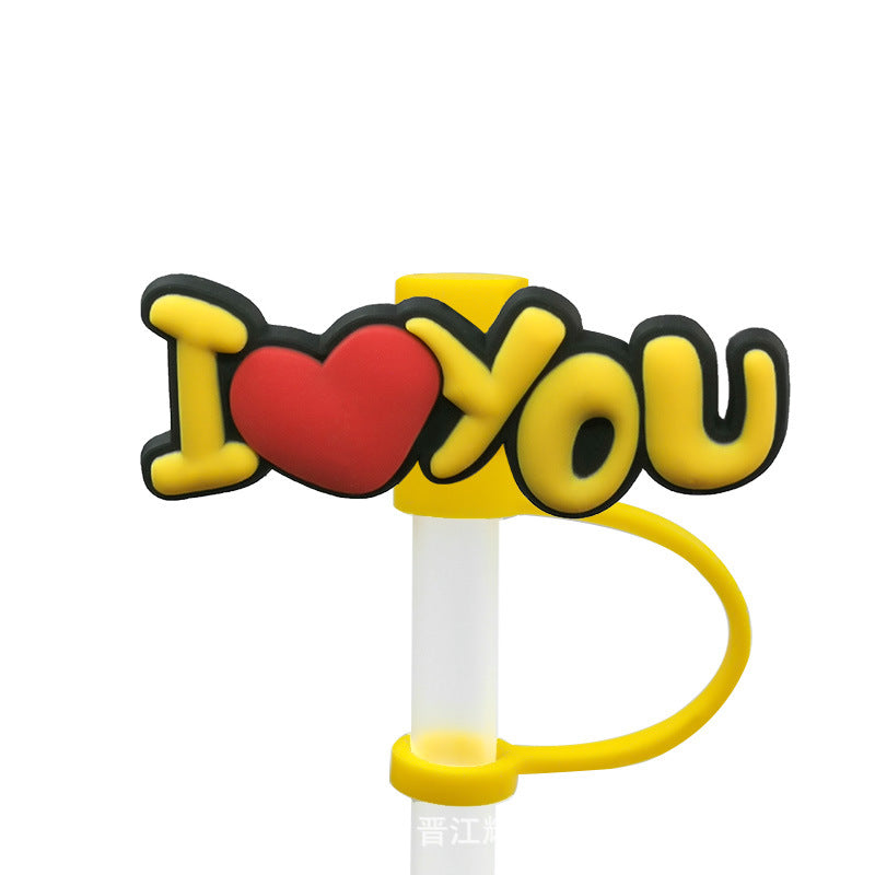 Wholesale 10PCS BOO Creative Logo Silicone Straw Tube Cap Straw Decoration