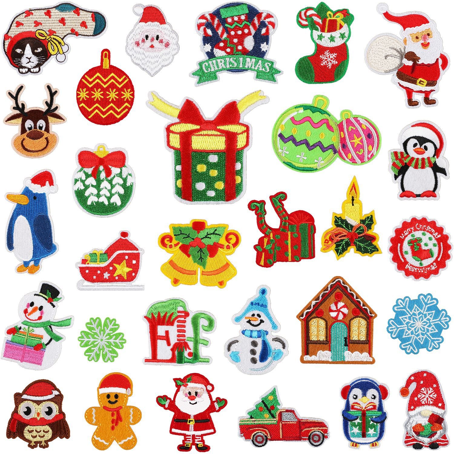 Wholesale Blue and white Christmas embroidered DIY Patches