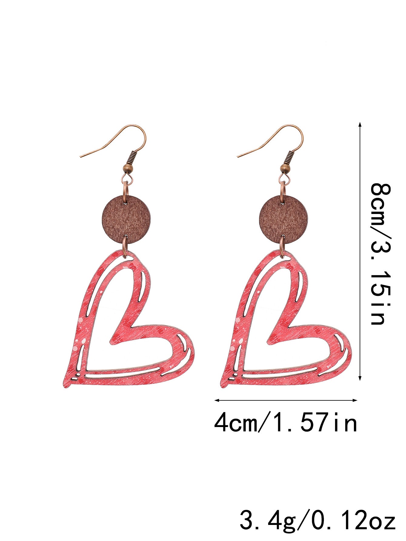 Wholesale Plaid Striped English Letter LOVE Wooden Heart-shaped Earrings