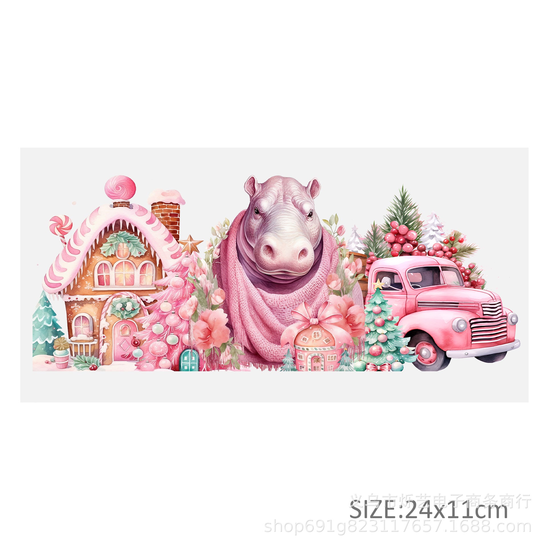 Wholesale Cute Animal Christmas Pink 16oz Cup UV DTF Wraps