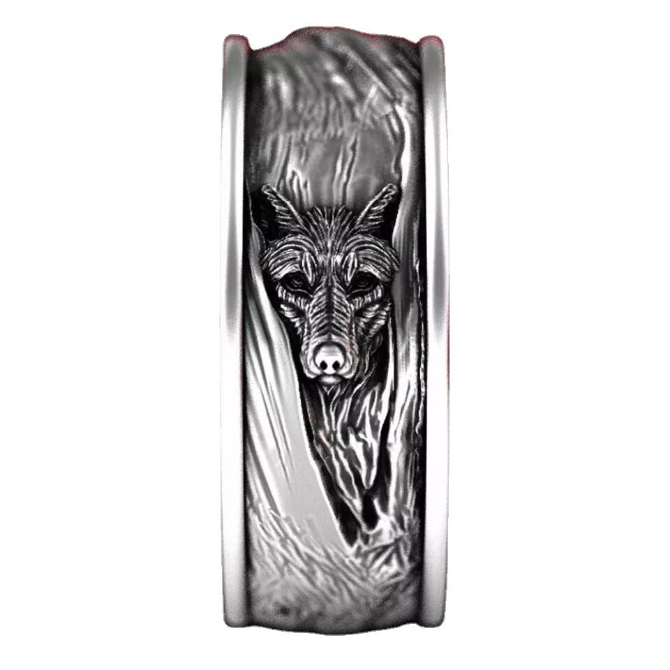 Wholesale Alloy Vintage Wolf Head Men's Ring