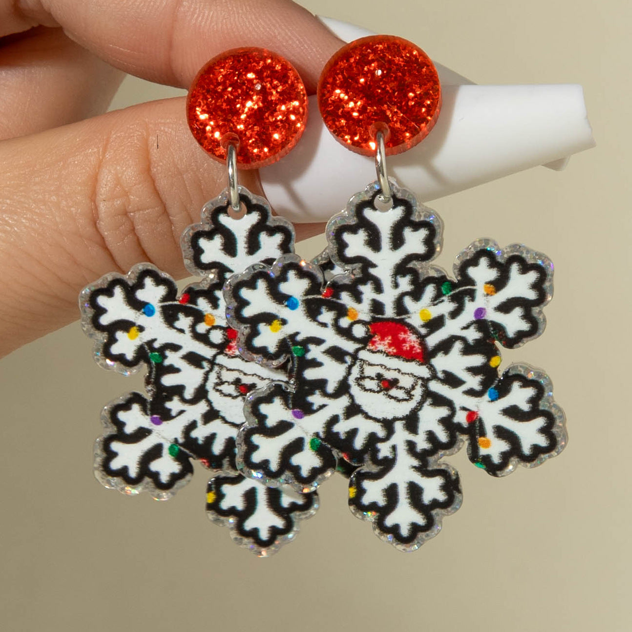 Wholesale  Santa Claus glitter Acrylic Earrings