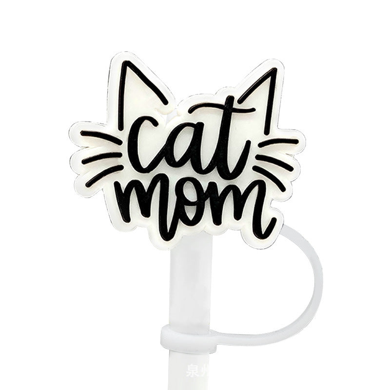 Wholesale 10pcs Animal Cat Cartoon Straw Cap Silicone Dust Plug