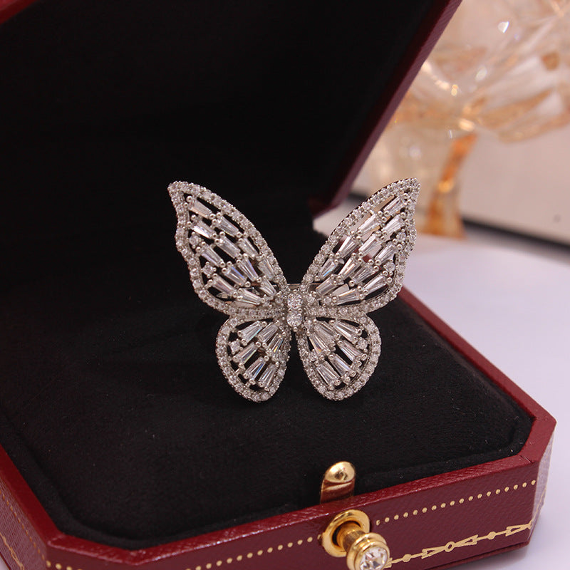 卸売ジルコンバタフライオープン銅リング