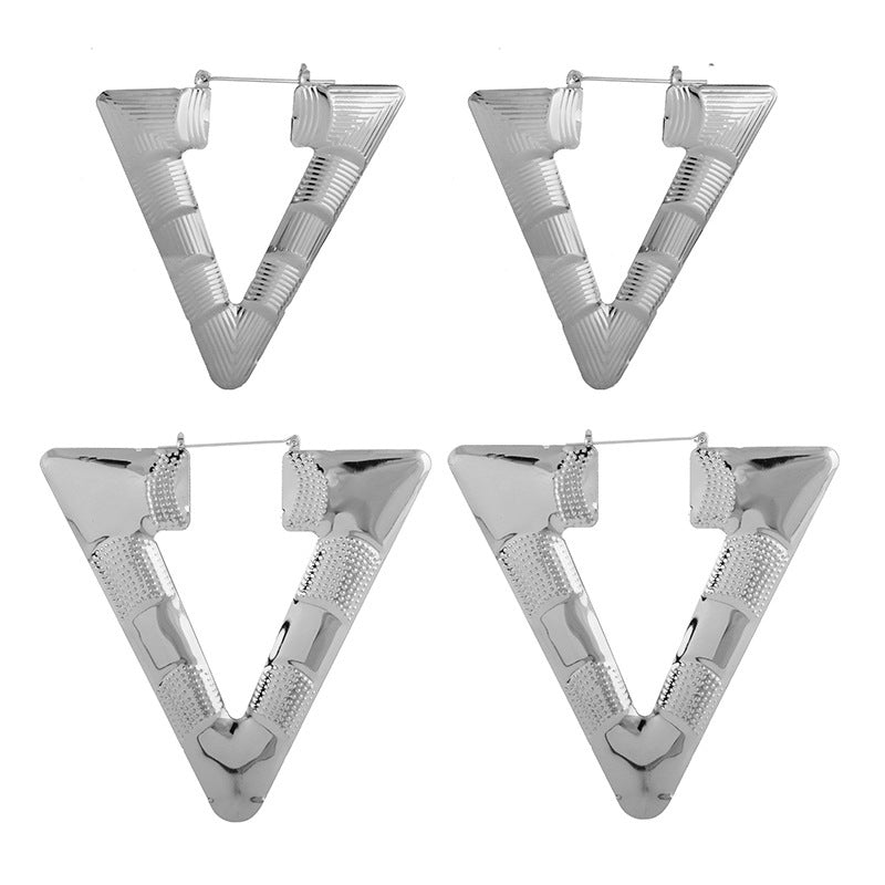 Wholesale Triangle Irregular Metal Slub Copper Earrings