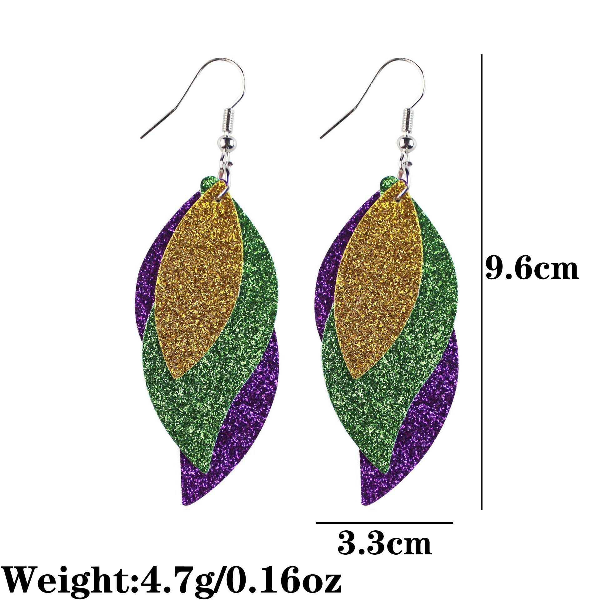Wholesale Carnival Multi-layered Leaf  Mardi Gras Earrings
