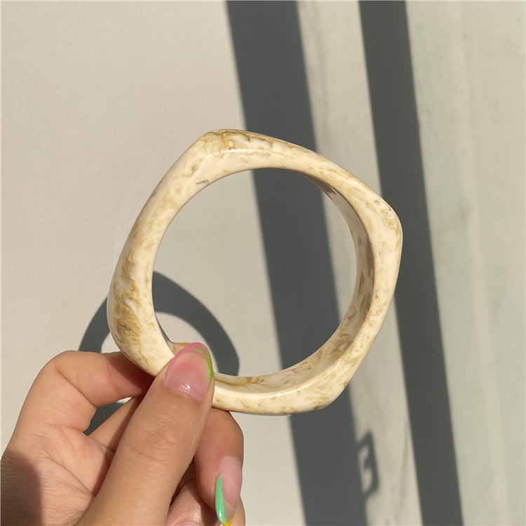 Wholesale fashion new marble acrylic bracelet shaped resin square round bracelet