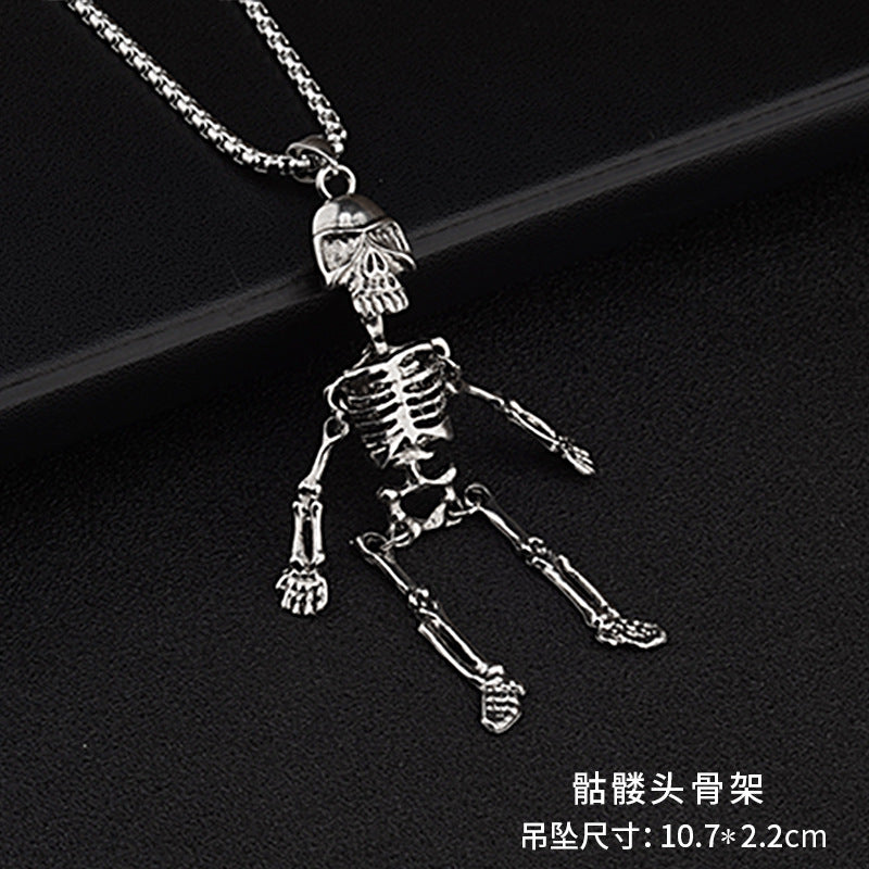 Wholesale Halloween Skeleton Personality Trendy Cool Sweater Chain Ornaments for Women