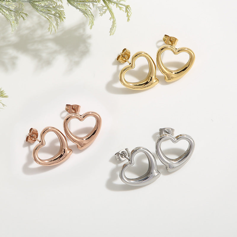 Wholesale Women's Heart-shaped Sweet Gold Plated Earring