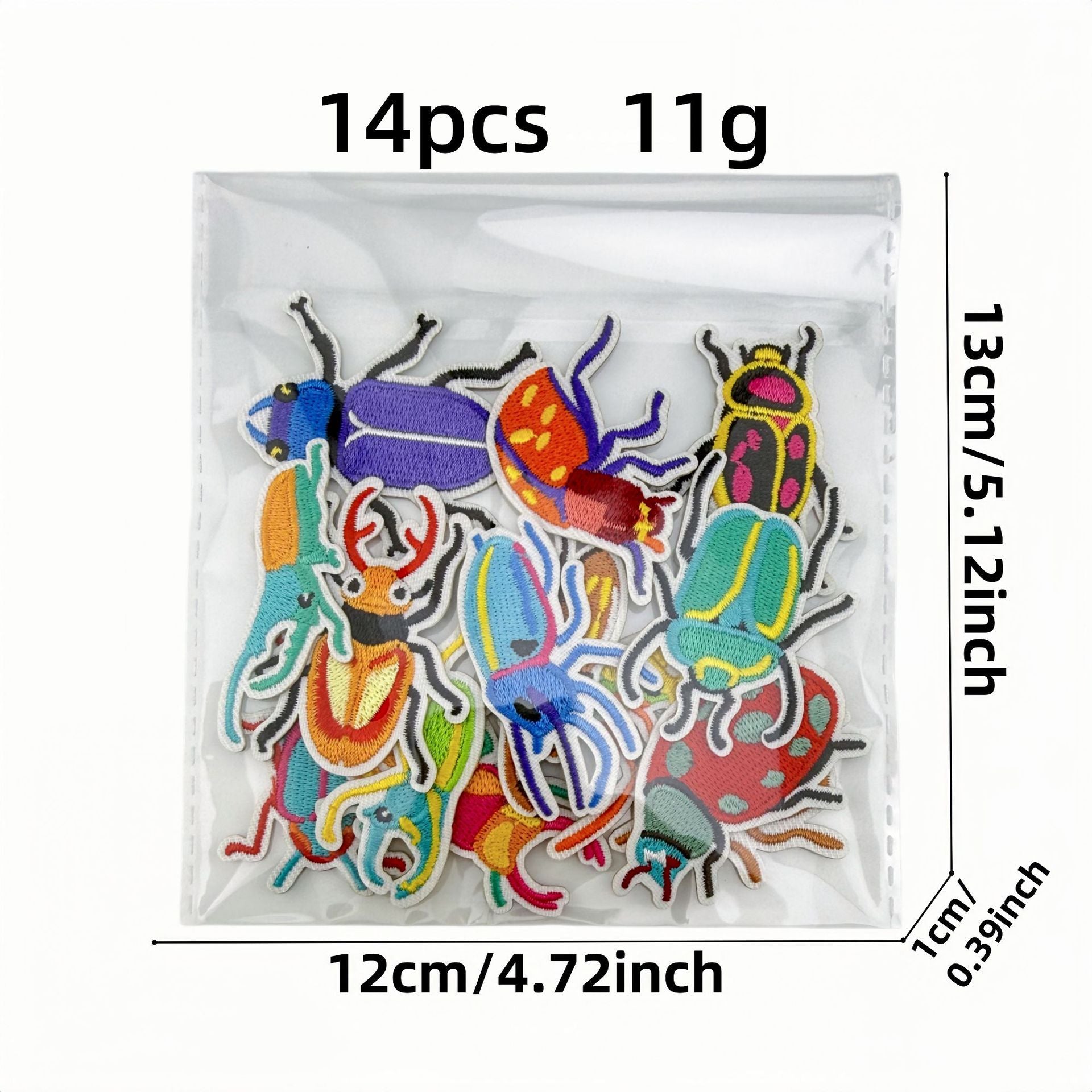 Wholesale Cartoon Insect Beetle Embroidery Patches Iron On Appliques For Clothing And Bag Decoration 14 Piece DIY Craft Supply