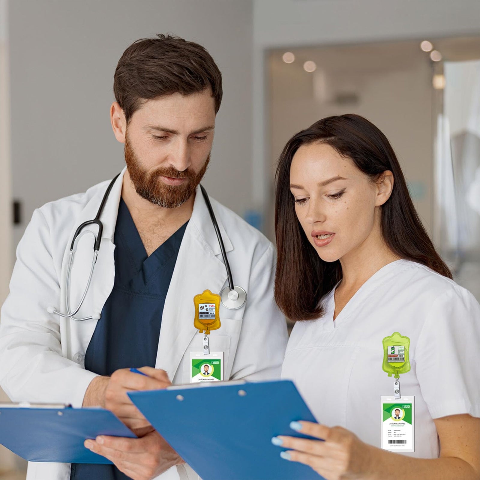 Wholesale Oil Medication bag medical acrylic badge reel retractable easy to pull