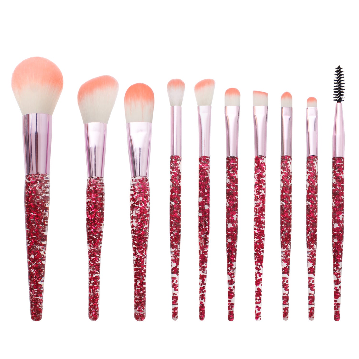 Wholesale Crystal Handle 10 Makeup Brush Set Unicorn Scallion Powder Acrylic Makeup Brush