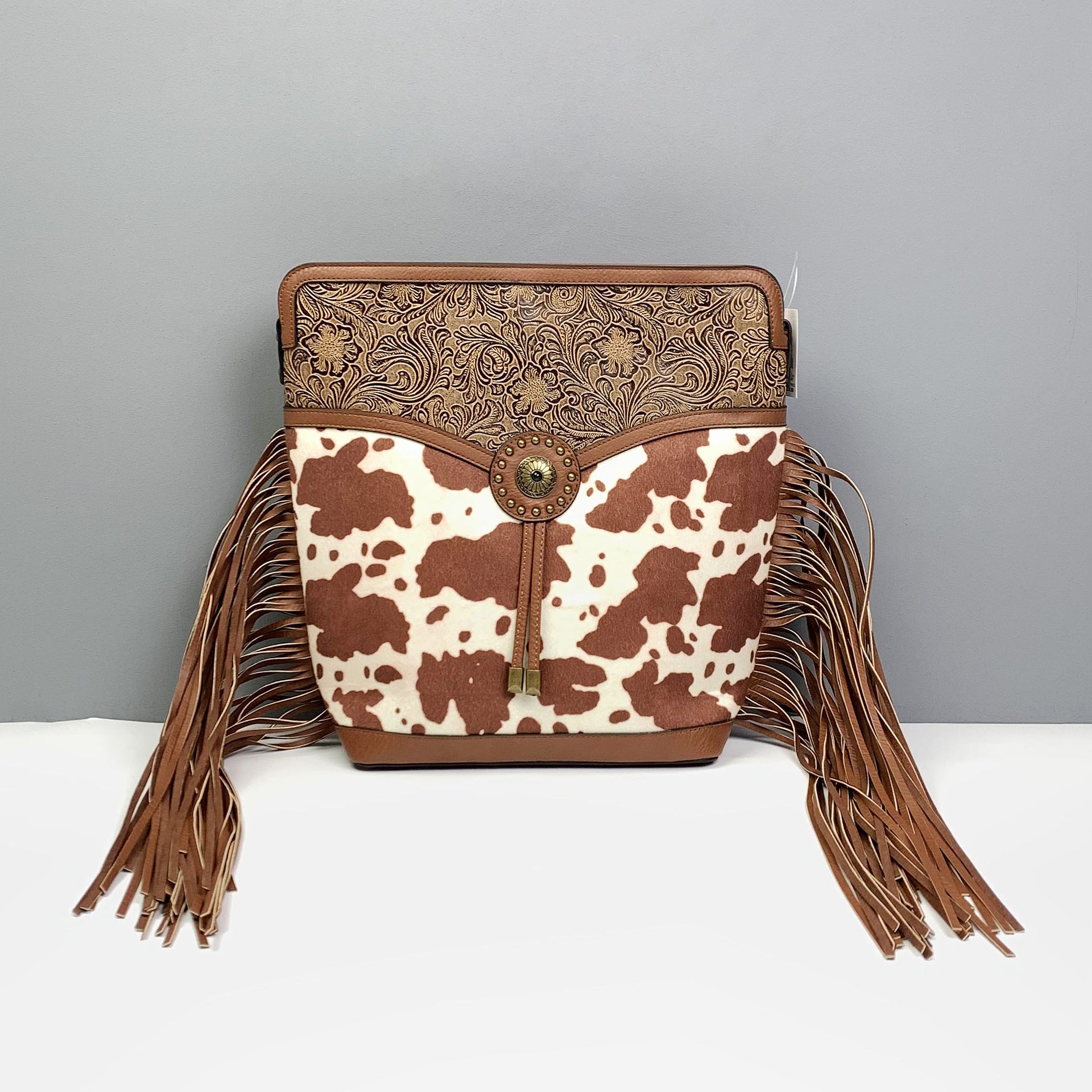 Wholesale Vintage Tassel New Models Genuine Leather Leopard Print Shoulder Bag