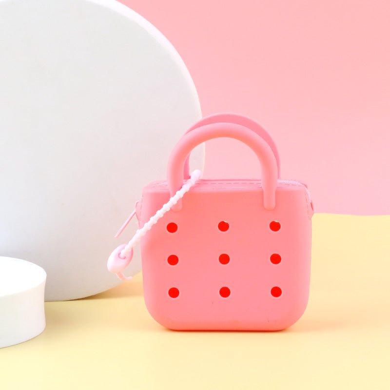 Wholesale 10pcs Cartoon Silicone Hole Bag Mini Coin DIY Parent-child Storage Bag Vegetable Basket Earphones Children's Small Wallet