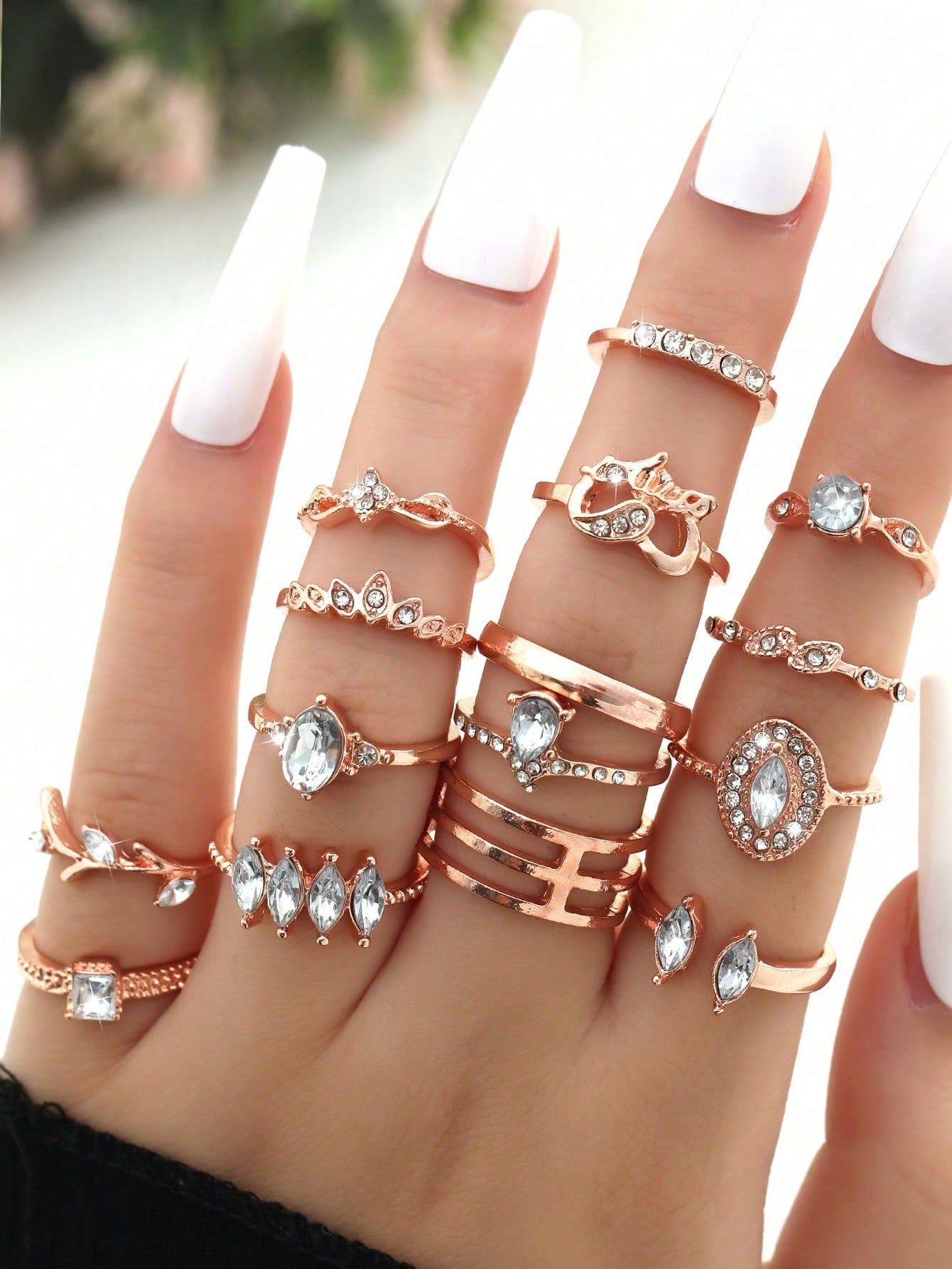 Wholesale Geometric Retro Irregular Diamond Set Ring Set