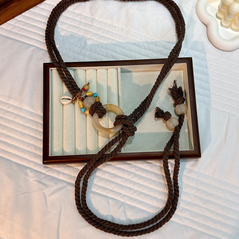 Wholesale Women's Versatile Dress Accessories Waist Rope Bohemian Braided Hemp Rope Waist Chain Thin Belt