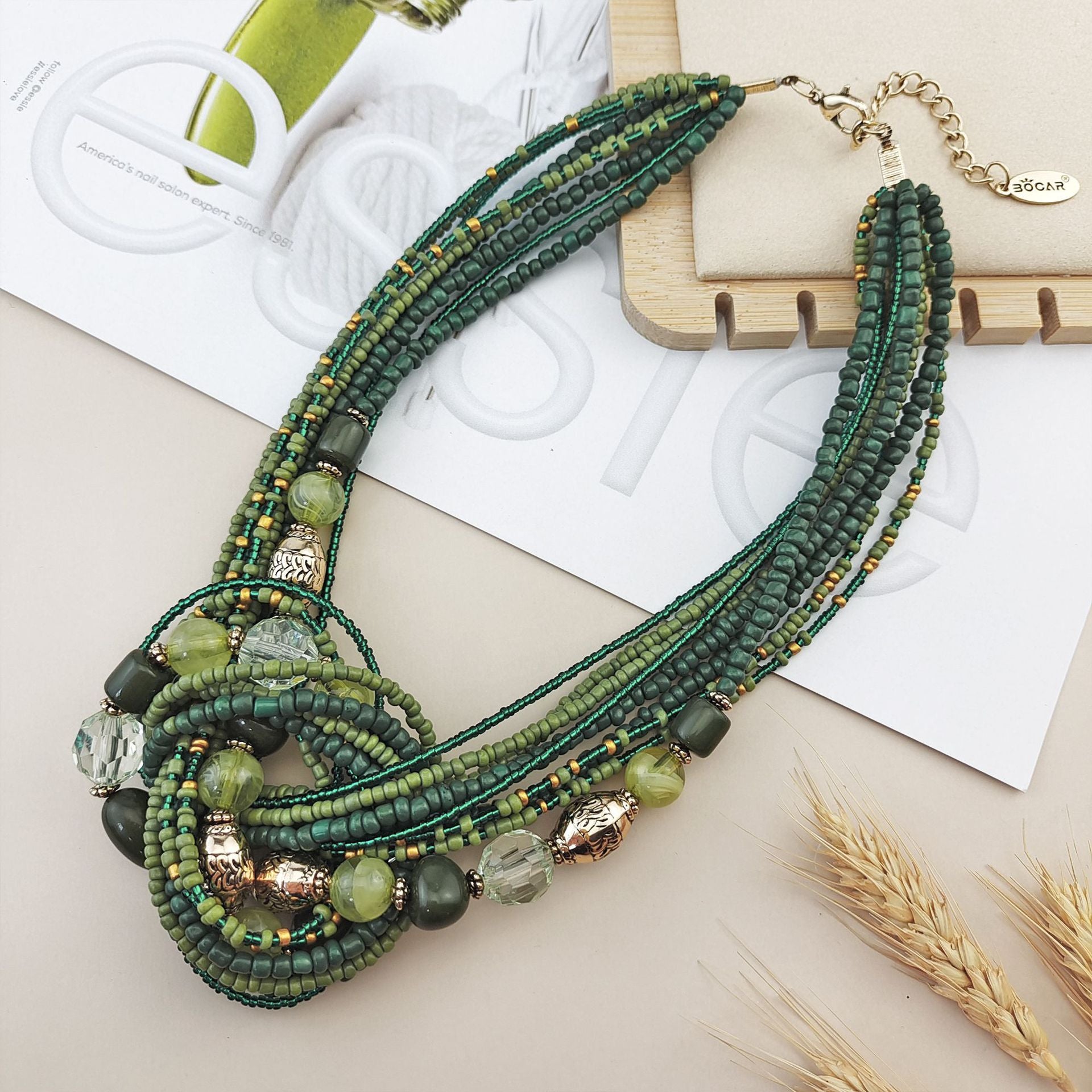 Wholesale Multi-layer Knotted Rice Beads Fashionable Versatile Necklace