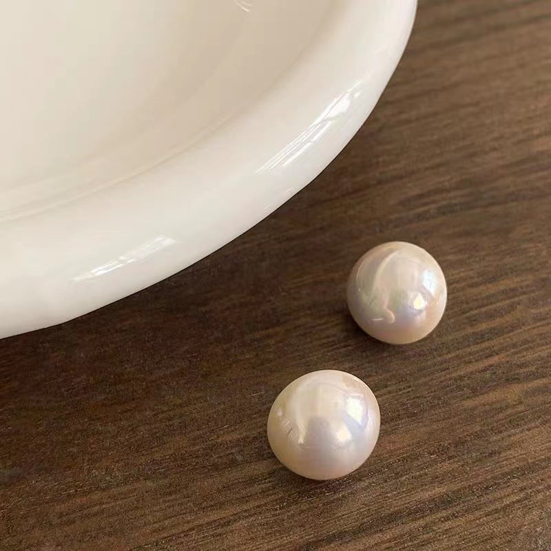 Wholesale Half Round Pearl Alloy Earrings