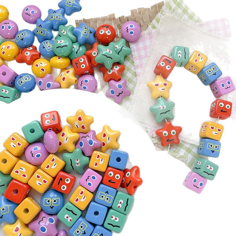 Wholesale 10pcs of auxiliary material printed square Acrylic Beads OLY Exclusive