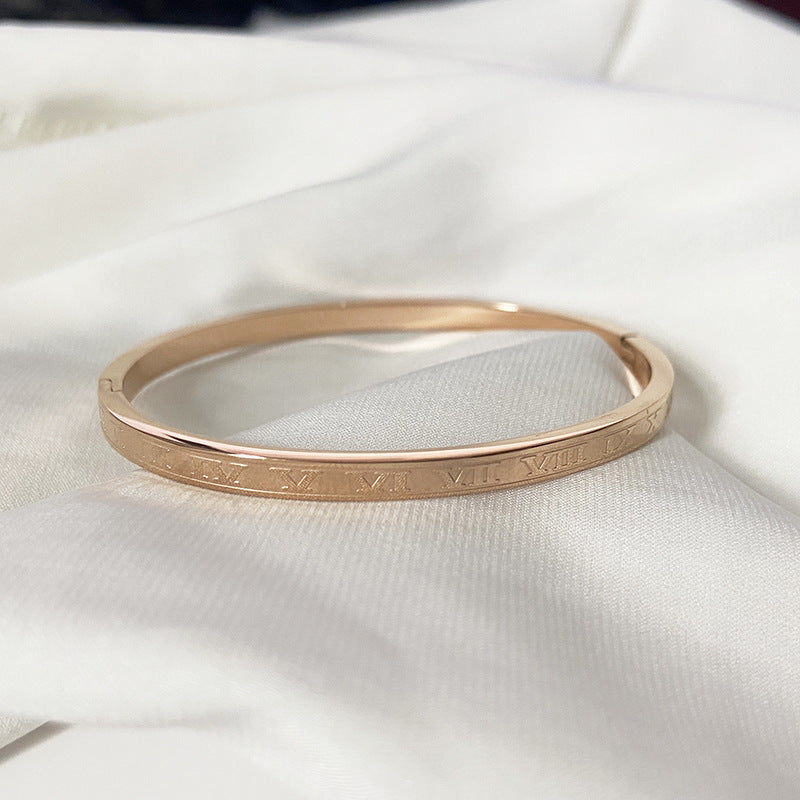 Wholesale Roman Numeral Open Titanium Steel Bracelet