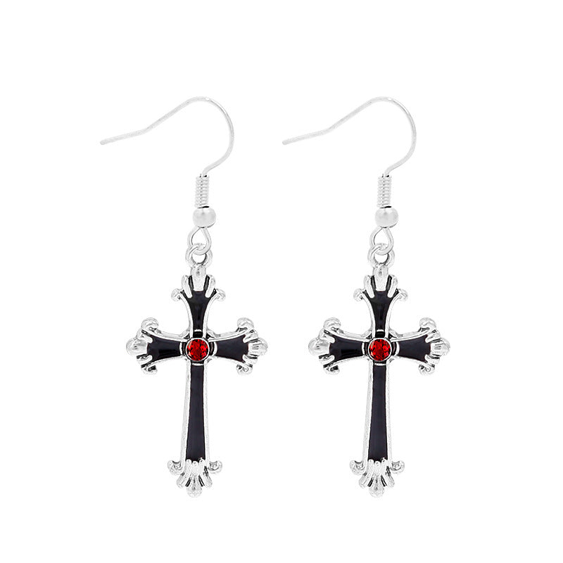 Wholesale Gothic Medieval Sword Earrings Silver Chain Cross Drop Jewelry Accessory Party Style