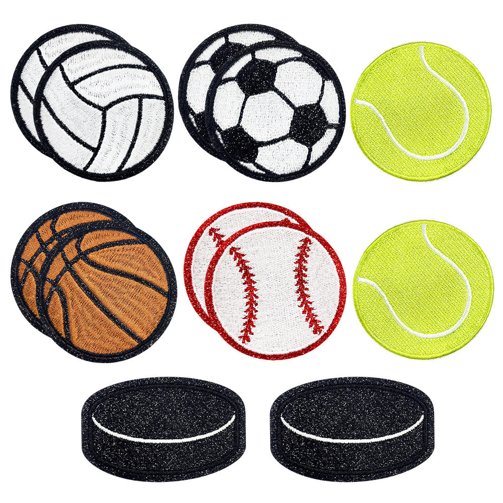 Wholesale Embroidered Sports Ball Patches Red White Athlete Design Adhesive DIY Applique For Coats Trendy Decorative Craft