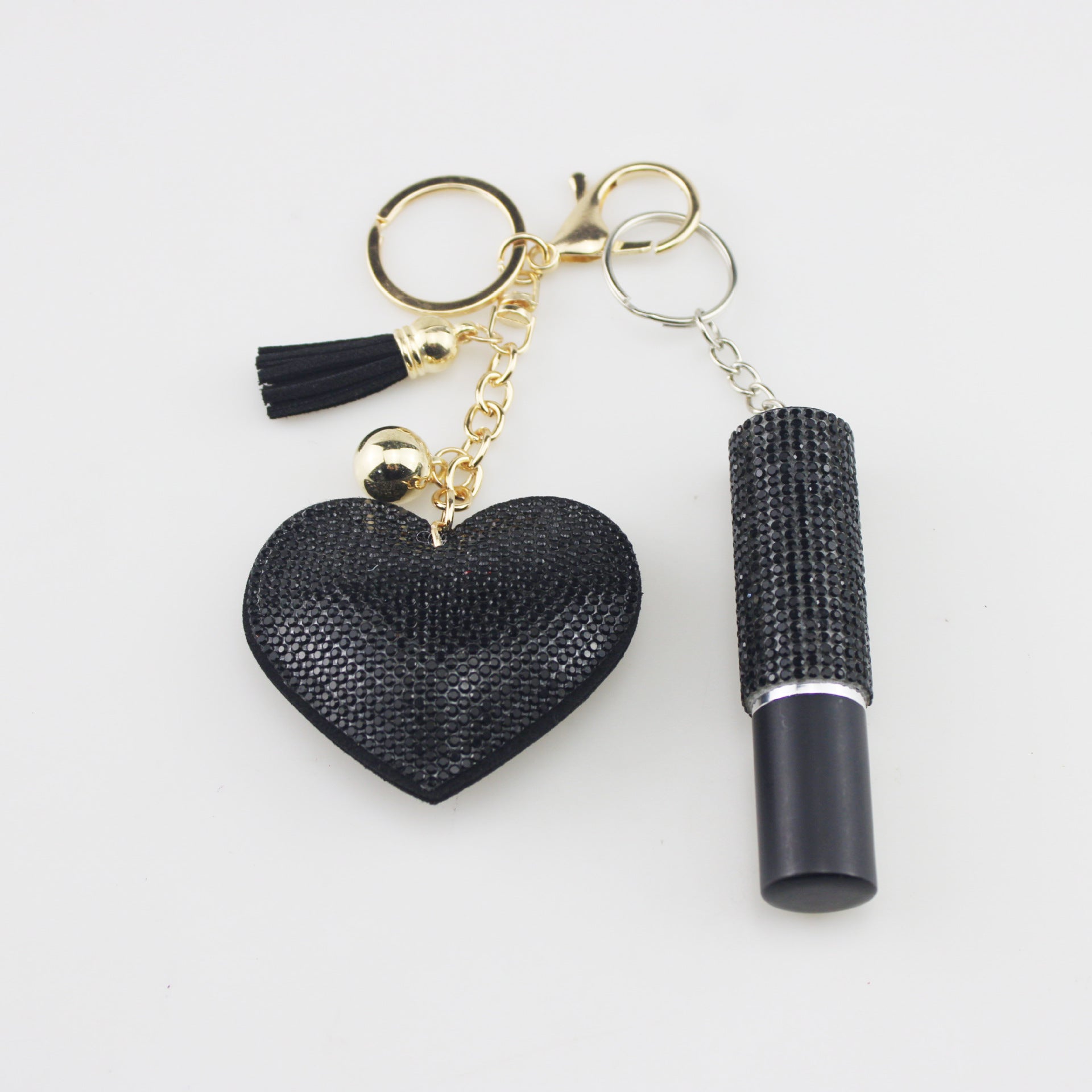 Wholesale Color diamond heart tassel 5ml pressed perfume subpackage Keychains