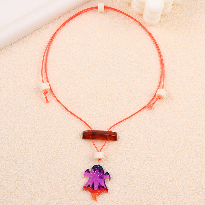Wholesale  Colorful Ghost Bat Acrylic Necklace