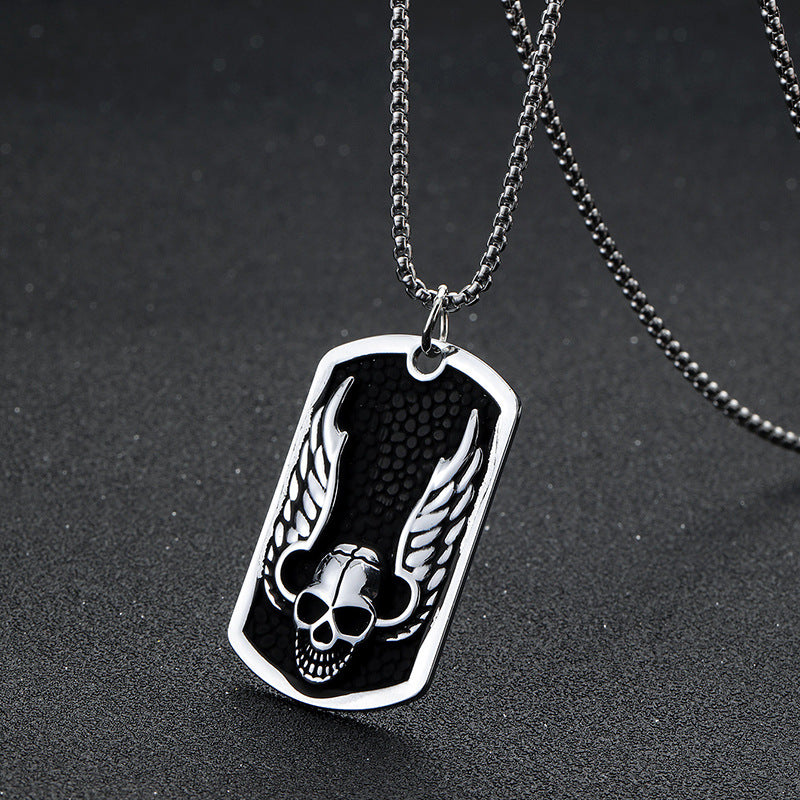 Wholesale men's personalized titanium steel alloy dark feather brand necklace