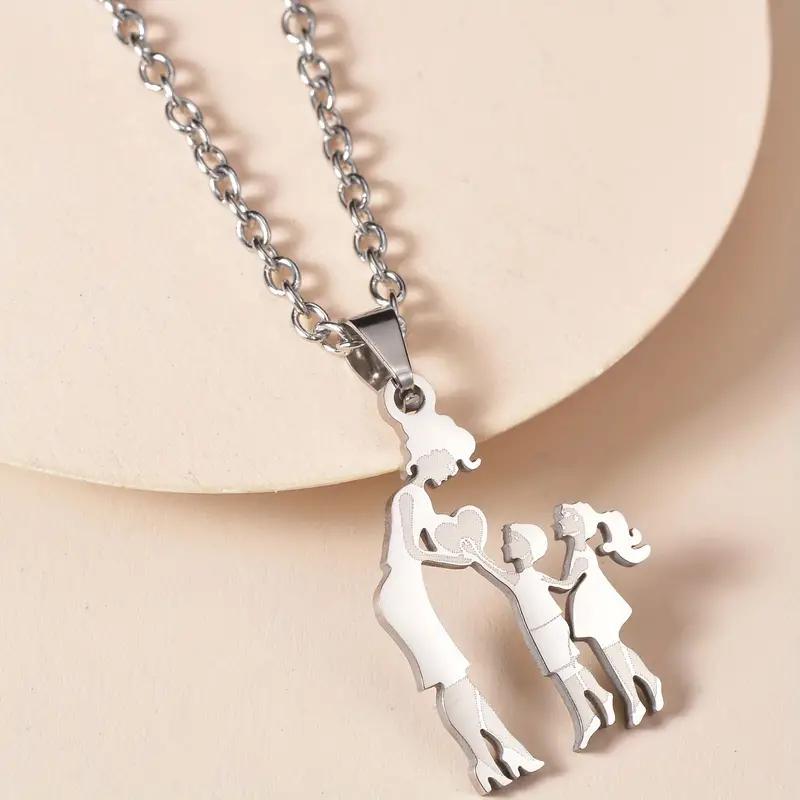 Wholesale Stainless steel mother and daughter son necklace