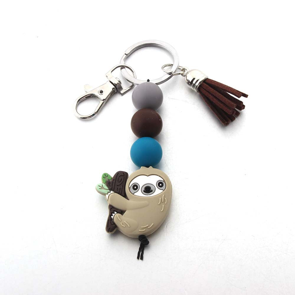 Wholesale Cartoon Sloth Silicone Beads Animal Keychain