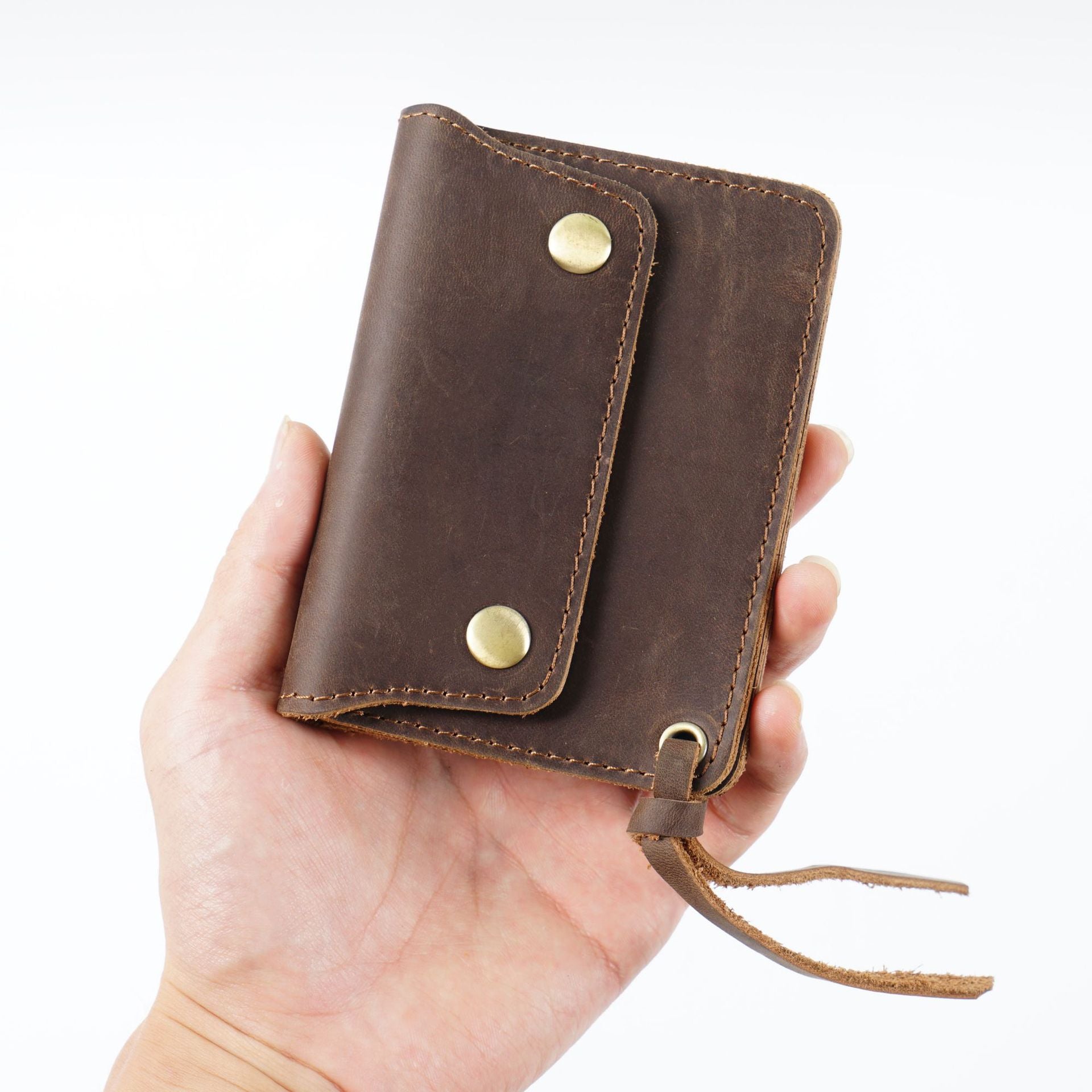 Wholesale Top Layer Cowhide Simple Handmade Short Retro Wallet