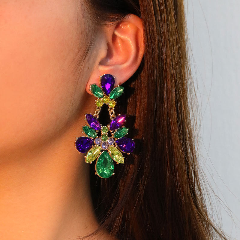 Wholesale Exaggerated super shiny full rhinestone music carnival earrings