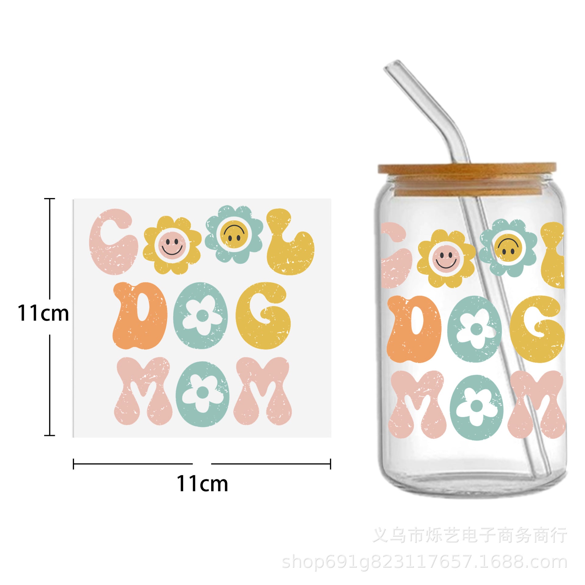 Wholesale 5pcs Mother's Day Flower Series Transparent UV DTF Transfer Crystal Cup Sticker wraps