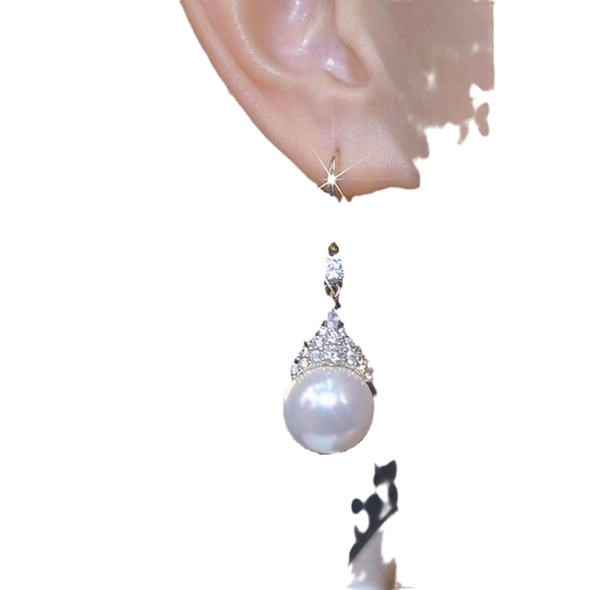 Wholesale Full diamond queen purple pearl earrings