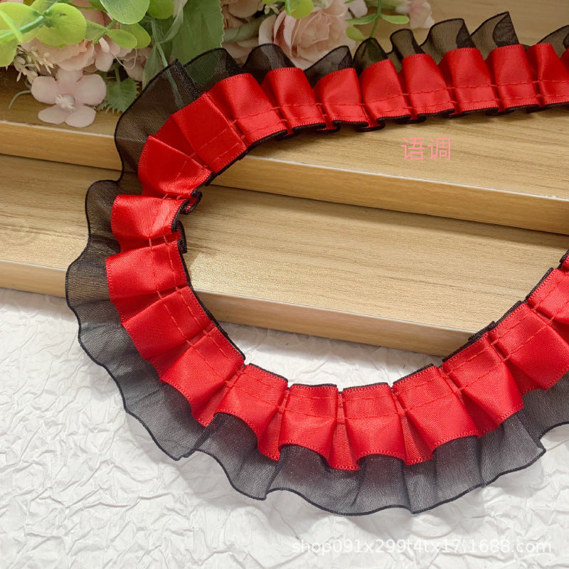 Wholesale 10pcs 4cm Polyester with Pleated Lace Trim Skirt Cuffs Handmade Diy Skirt Pannier