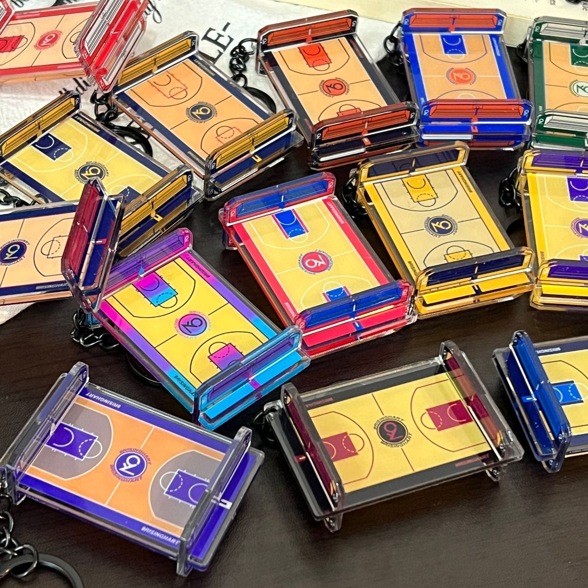 Wholesale Acrylic sports basketball court keychain