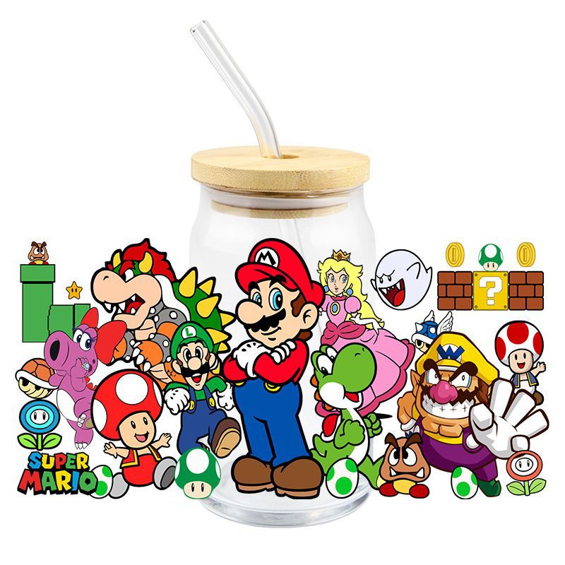 Wholesale 5pcs Cartoon Uv DTF Transparent Crystal  16oz Cup UV DTF Wraps OLY Exclusive