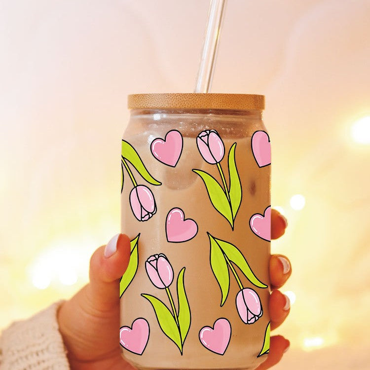 Wholesale Colorful flowers and plants  16oz Cup UV DTF Wraps