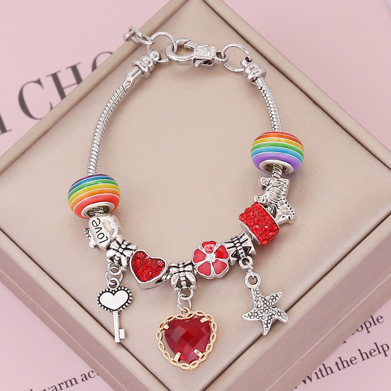 Pulsera de aleación de vidrio de cristal de amor al por mayor DIY