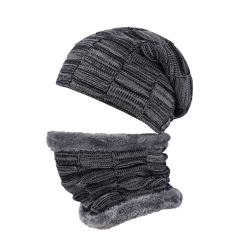 Wholesale Winter Velvet Thickened Woolen Hat Scarf Set Outdoor Men's Knitted Hat