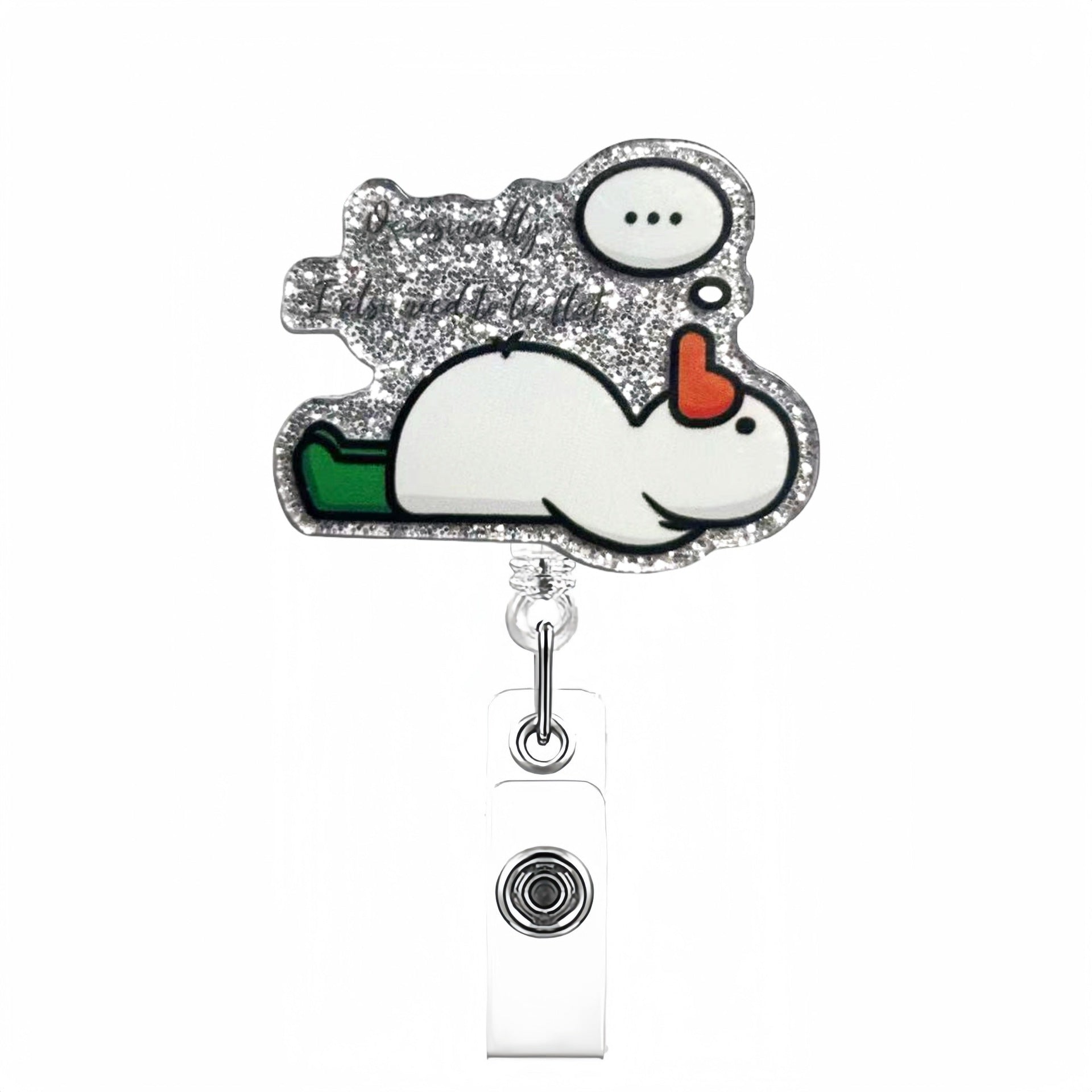 Wholesale Acrylic Fun Glitter Retractable Badge Keychain