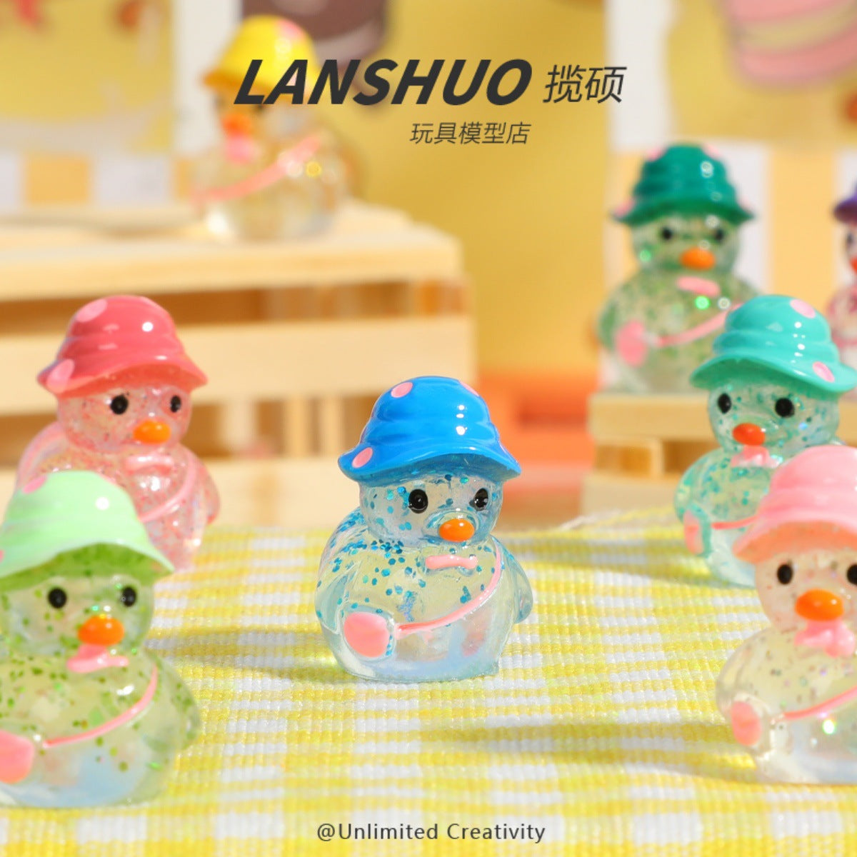 Wholesale cute 3D exquisite glitter hat backpack duck decoration