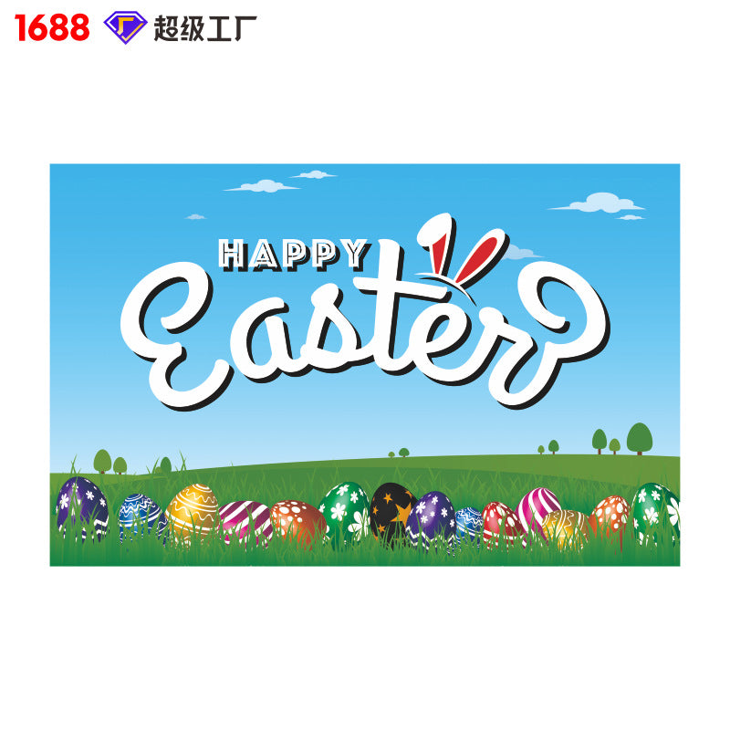 Wholesale Easter Decorations Egg Bunny Flag Background Cloth