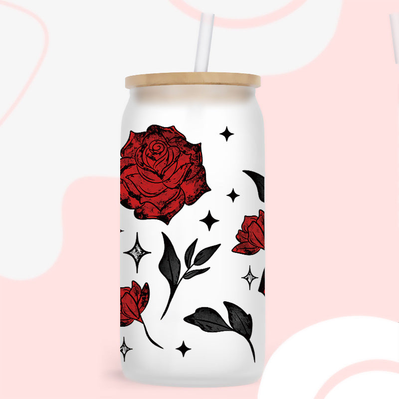 Wholesale UV transfer sticker glass cup crystal label crystal sticker 16OZ UV DTF WRAPS