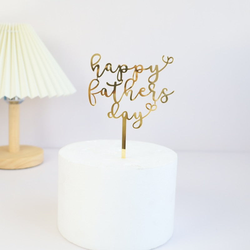 Wholesale 10PCS/PACK Father's Day Happy Acrylic Cake Card Decoration