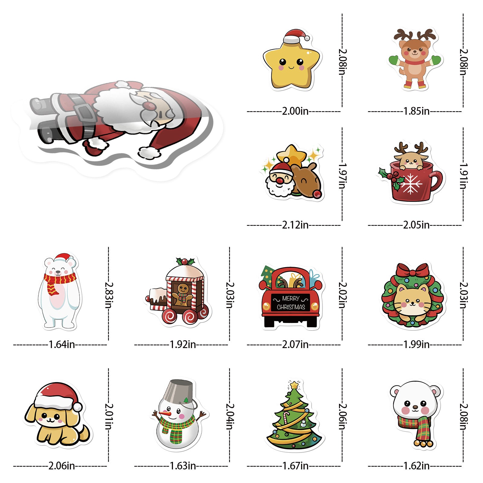 Wholesale 50pcs Cartoon Christmas Stickers